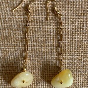 18K gold plated paper clip chain earrings with genuine gemstone accents. NWT